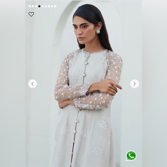 NEW Farah Talib Aziz Silver Silk Pakistani/Indian Outfit size ML - Picture 3 of 5